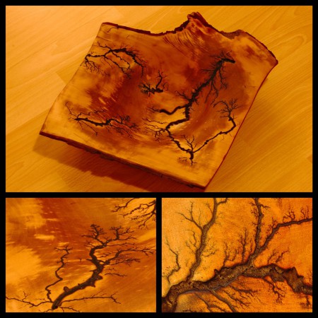 Schüssel aus Birnenholz mit Lichtenbergtechnik.